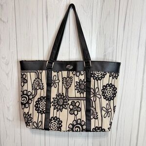 AMERICAN TOURISTER Black & Tan Floral Travel Weekender Tote Luggage Carry-On